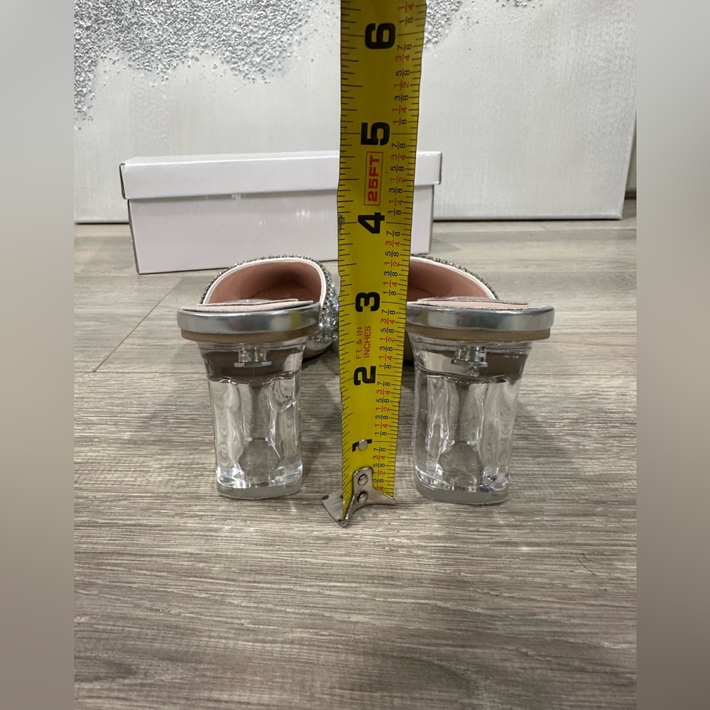 Silver Embellished Heeled Mules - Picture 5 of 7